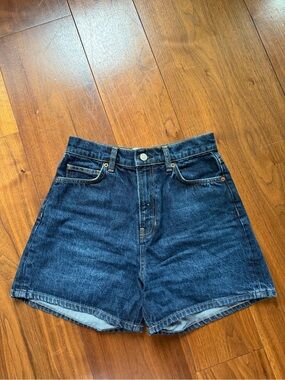 Reformation Dark Blue High-Rise Denim Shorts